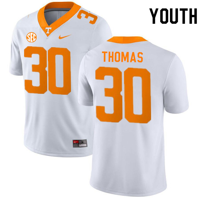 Youth #30 Jakobe Thomas Tennessee Volunteers College Football Jerseys Stitched-White